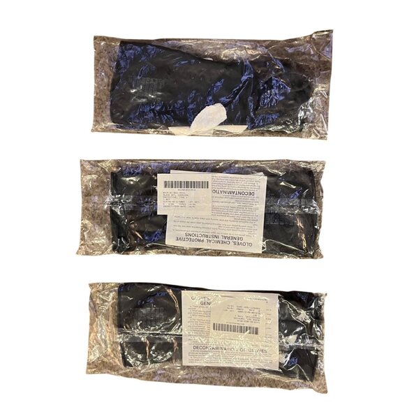 Other - Vintage Chemical Protective Gloves Medium New Sealed Set of 3 Black 1988
